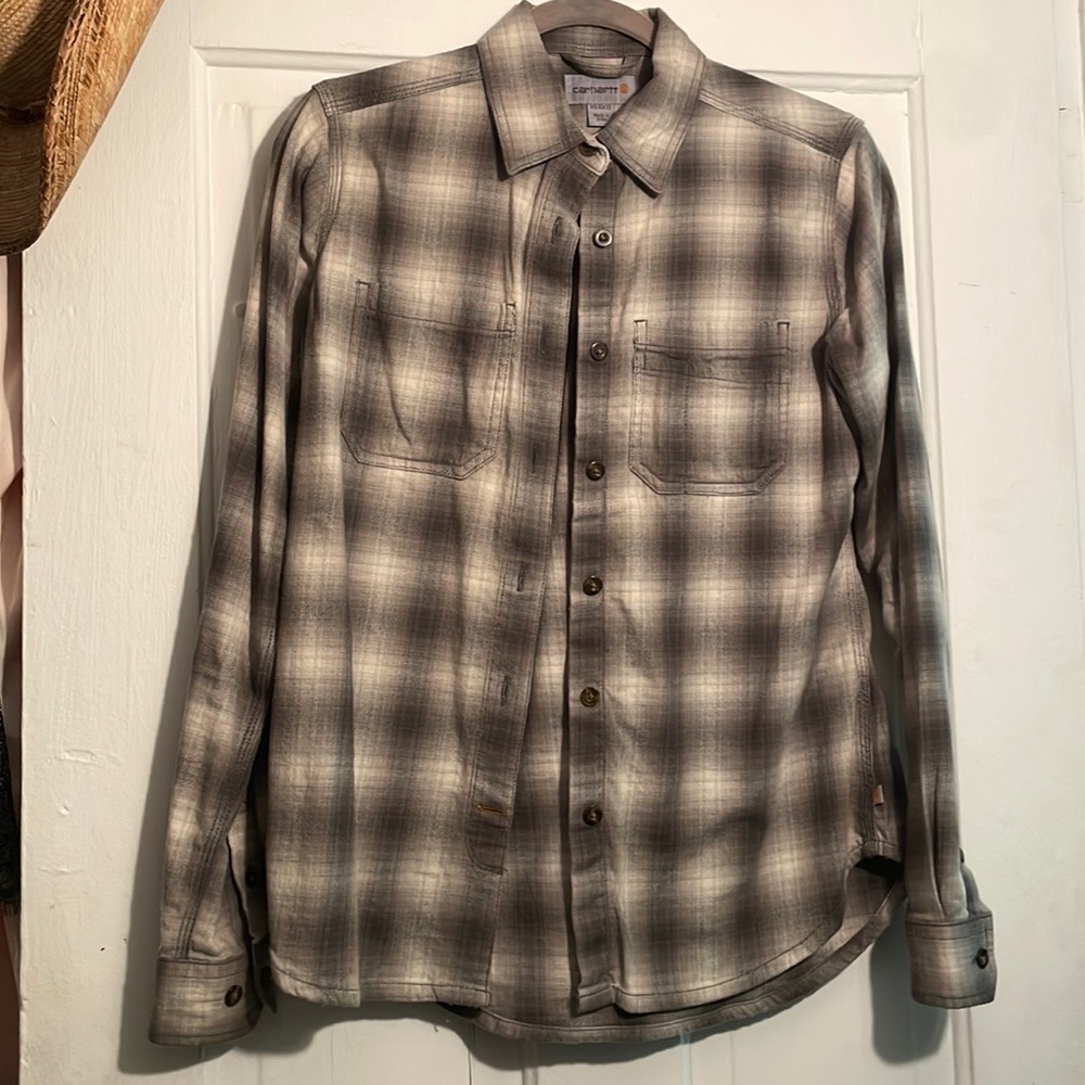Carhartt Flannel. Size XS. Color Grey & white